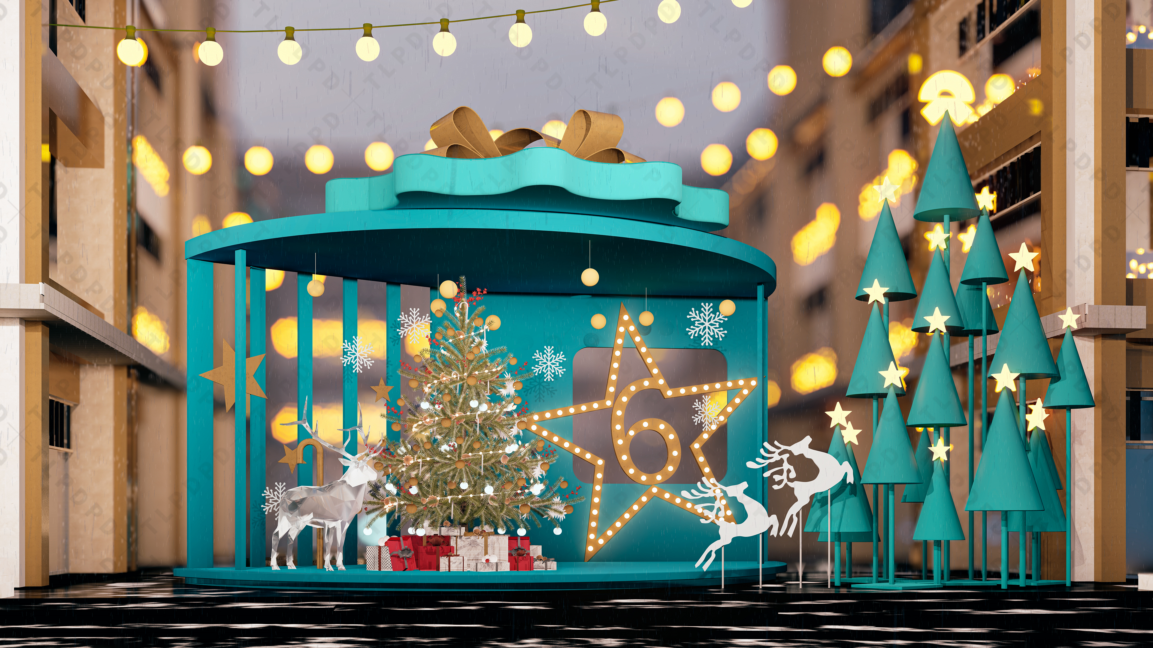 圣诞节美陈,圣诞节灯光亮化,圣诞节商场中庭美陈-10