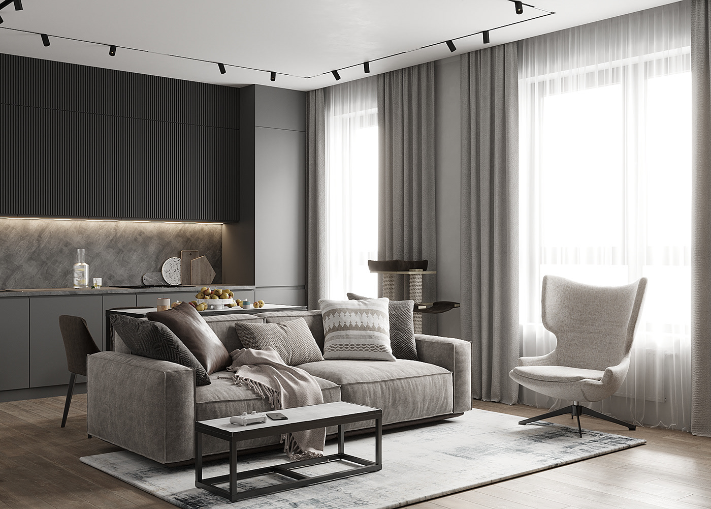 高级灰色系公寓设计 超有范儿！-1