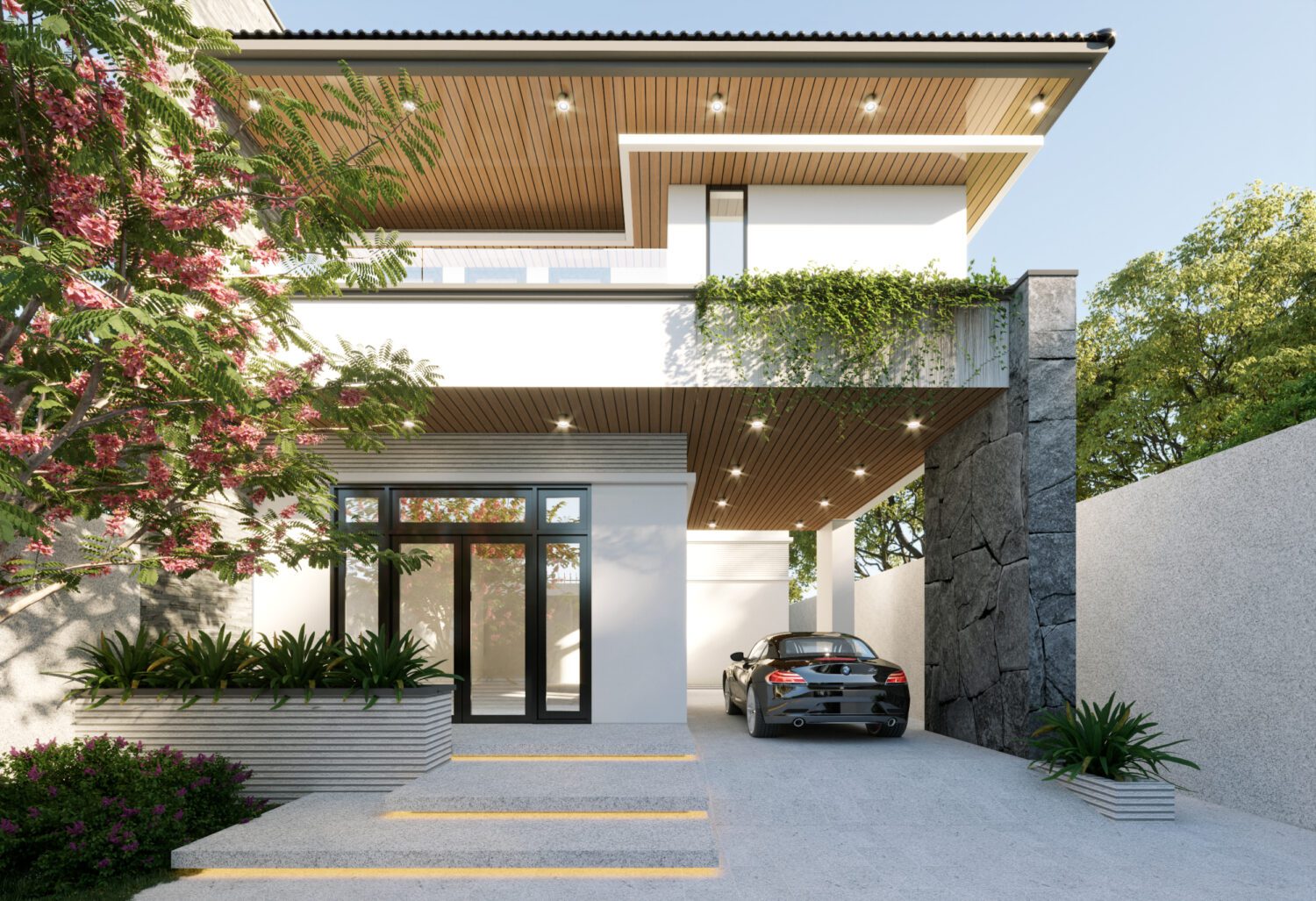 7484. Free Sketchup Villa Exterior Model Download-5
