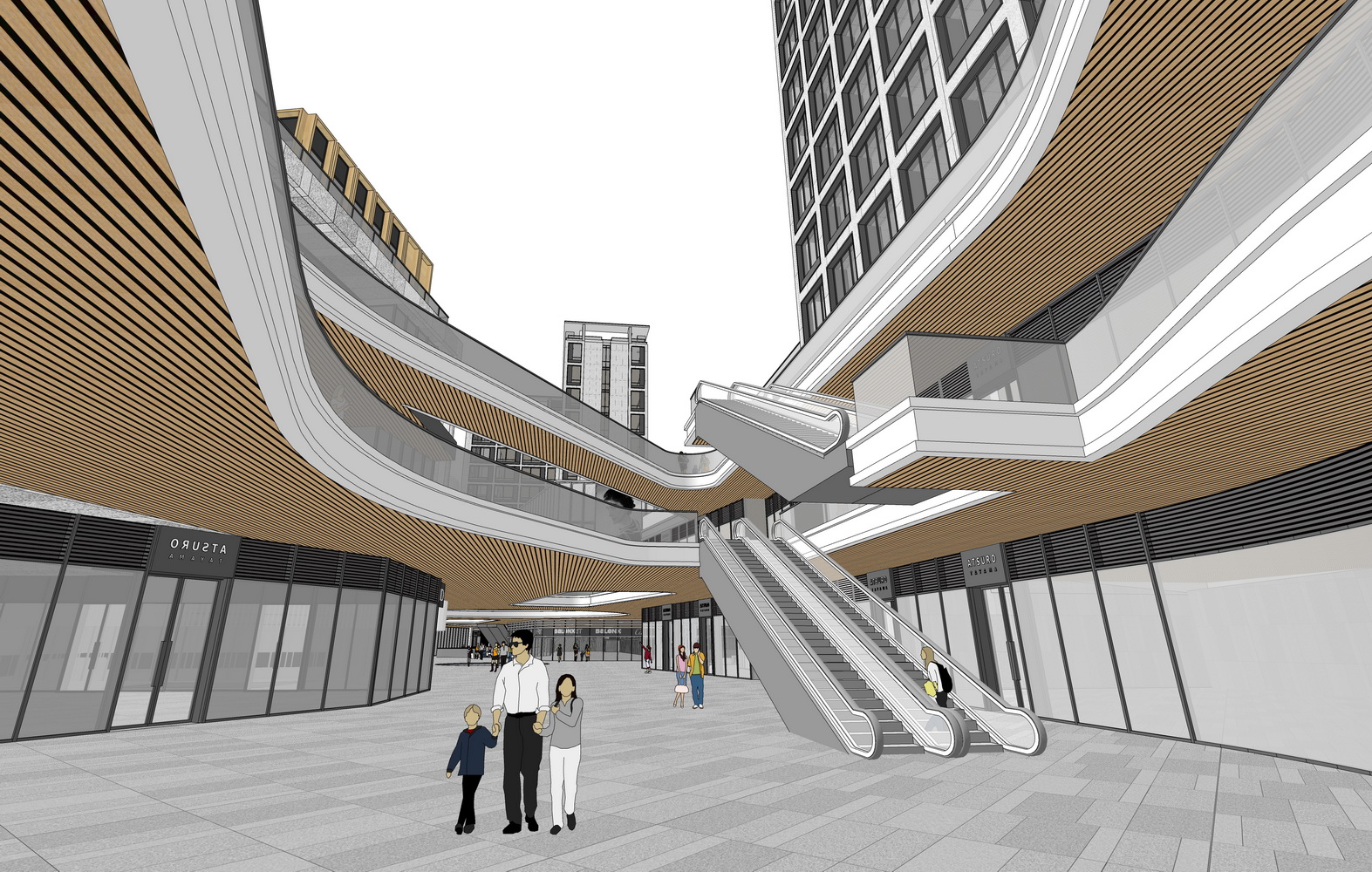 现代商业综合体酒店公寓SU模型-4