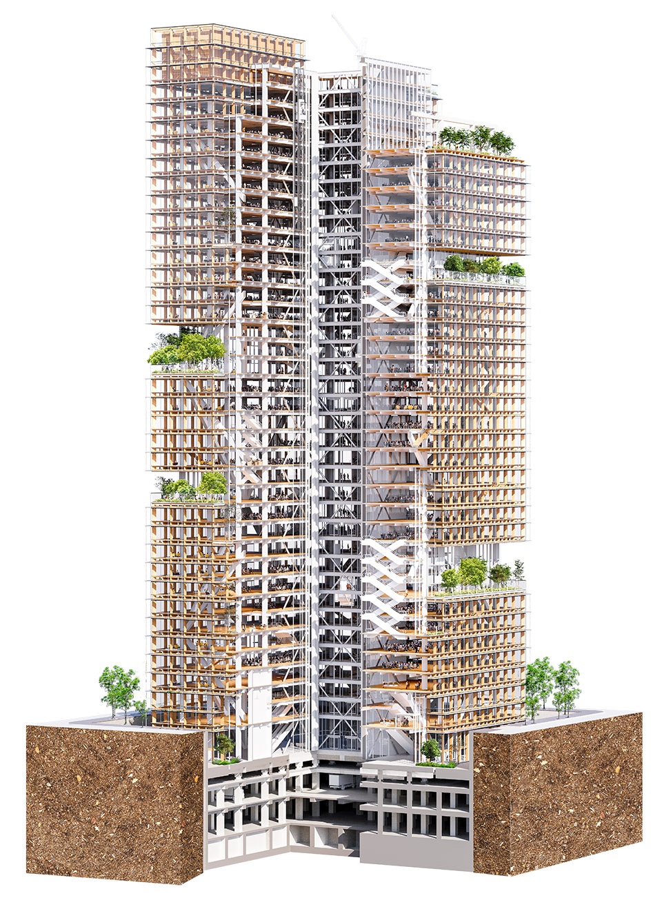 “再生树”超高层概念方案丨日建设计-11