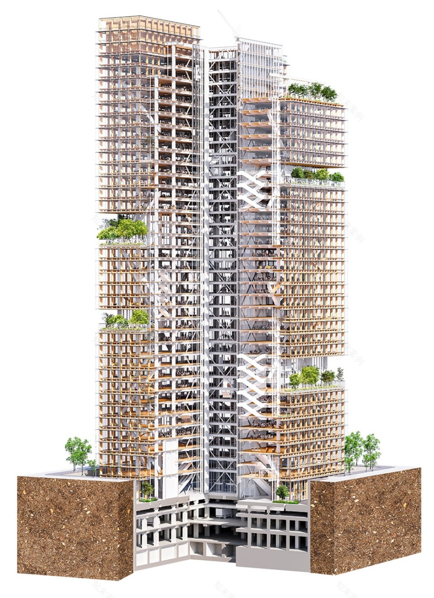 “再生树”超高层概念方案丨日建设计-11