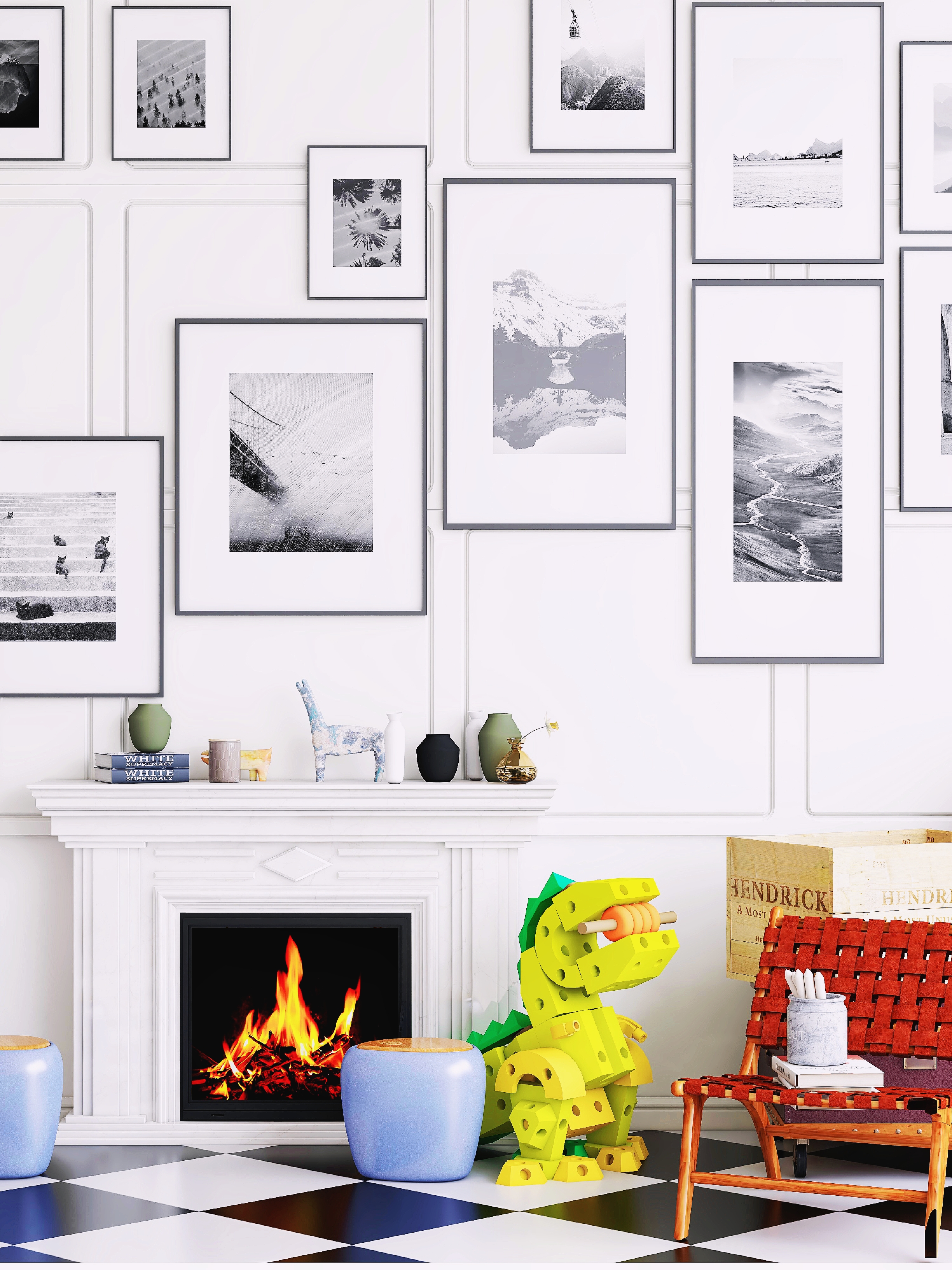 黑白调的温馨儿童房设计-16