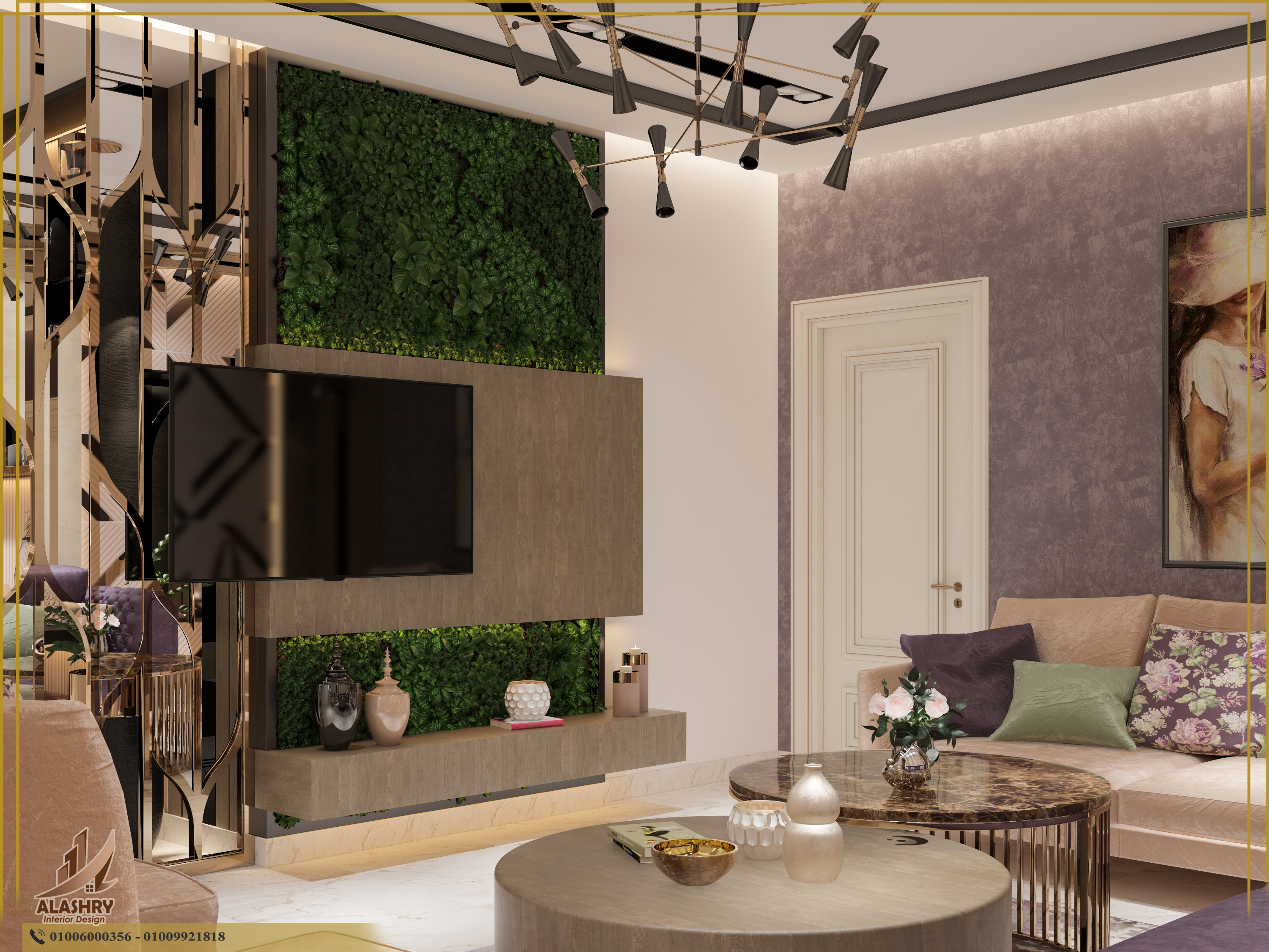 Modern Purple Living Area With Coffee Corner-3