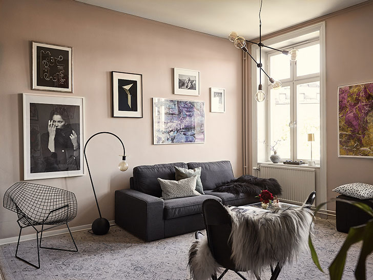 瑞典优雅女性公寓 | 粉色调与 glamour 元素的完美融合-3