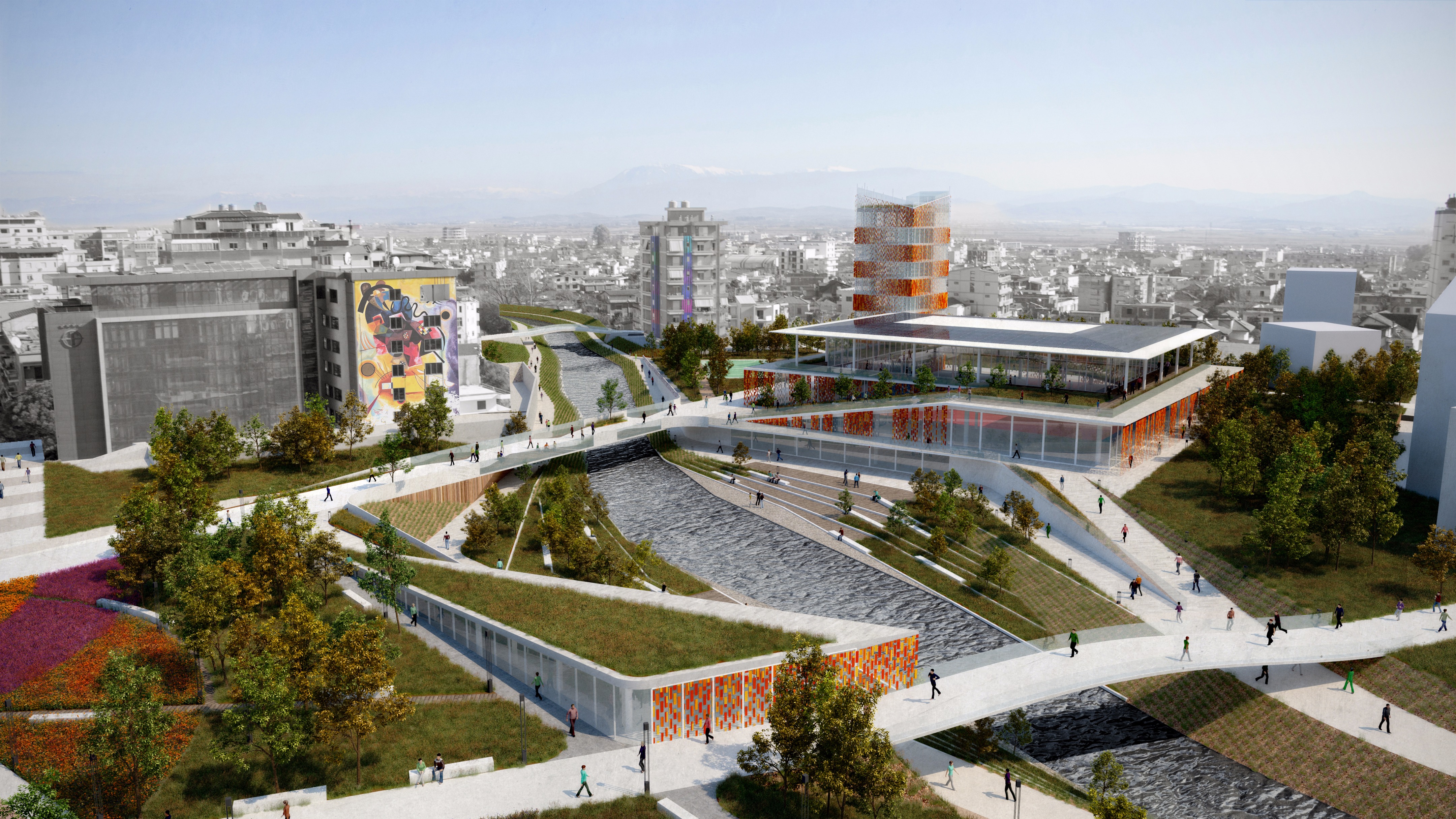 阿尔巴尼亚城市复兴项目——揭示河流与城市关系的设计-17