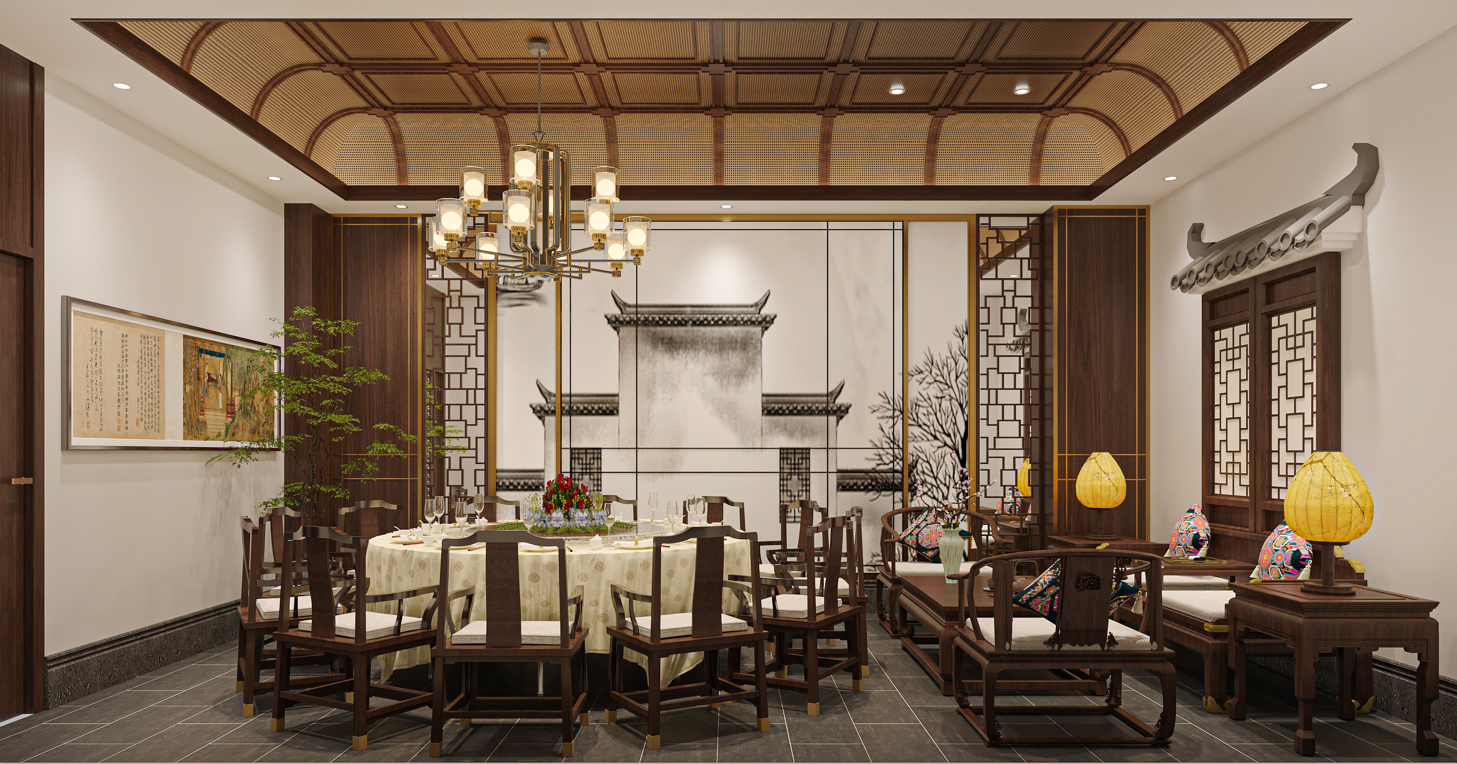 中餐厅设计|徽派建筑古风餐厅-20