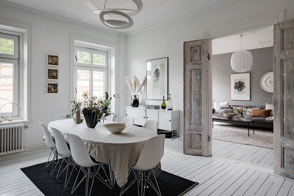 哥德堡优雅灰白公寓,复古门设计瞩目-8