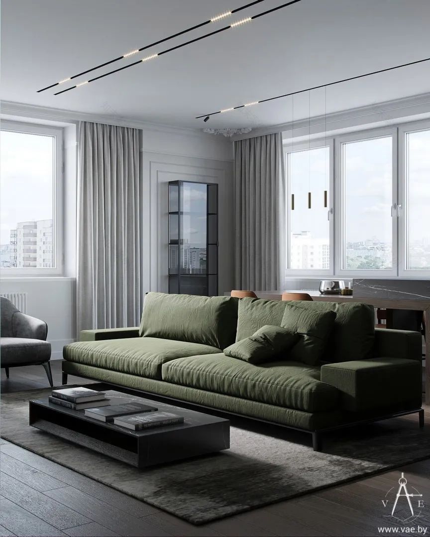 明斯克 LCD“Mayak”90㎡现代雅居,绿色木色添温馨-8