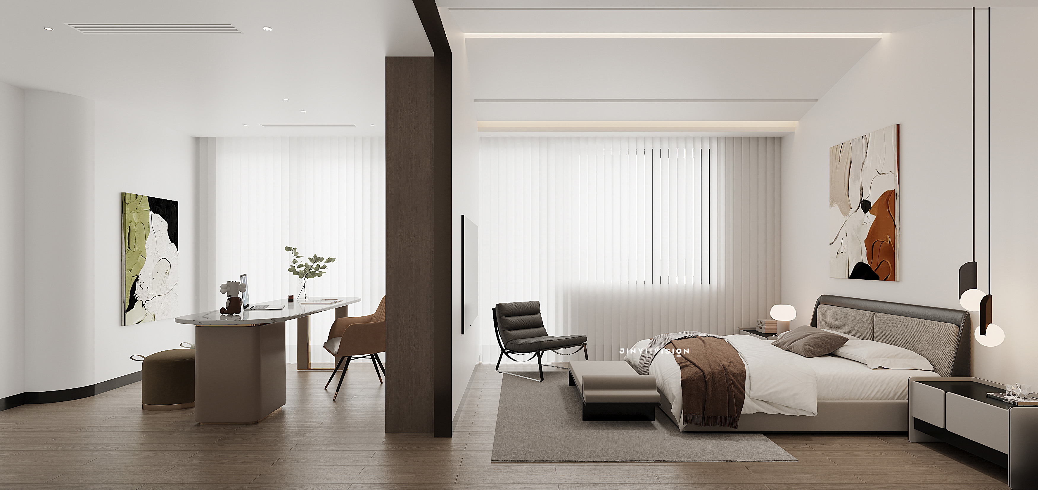 现代原木风效果图表现-6