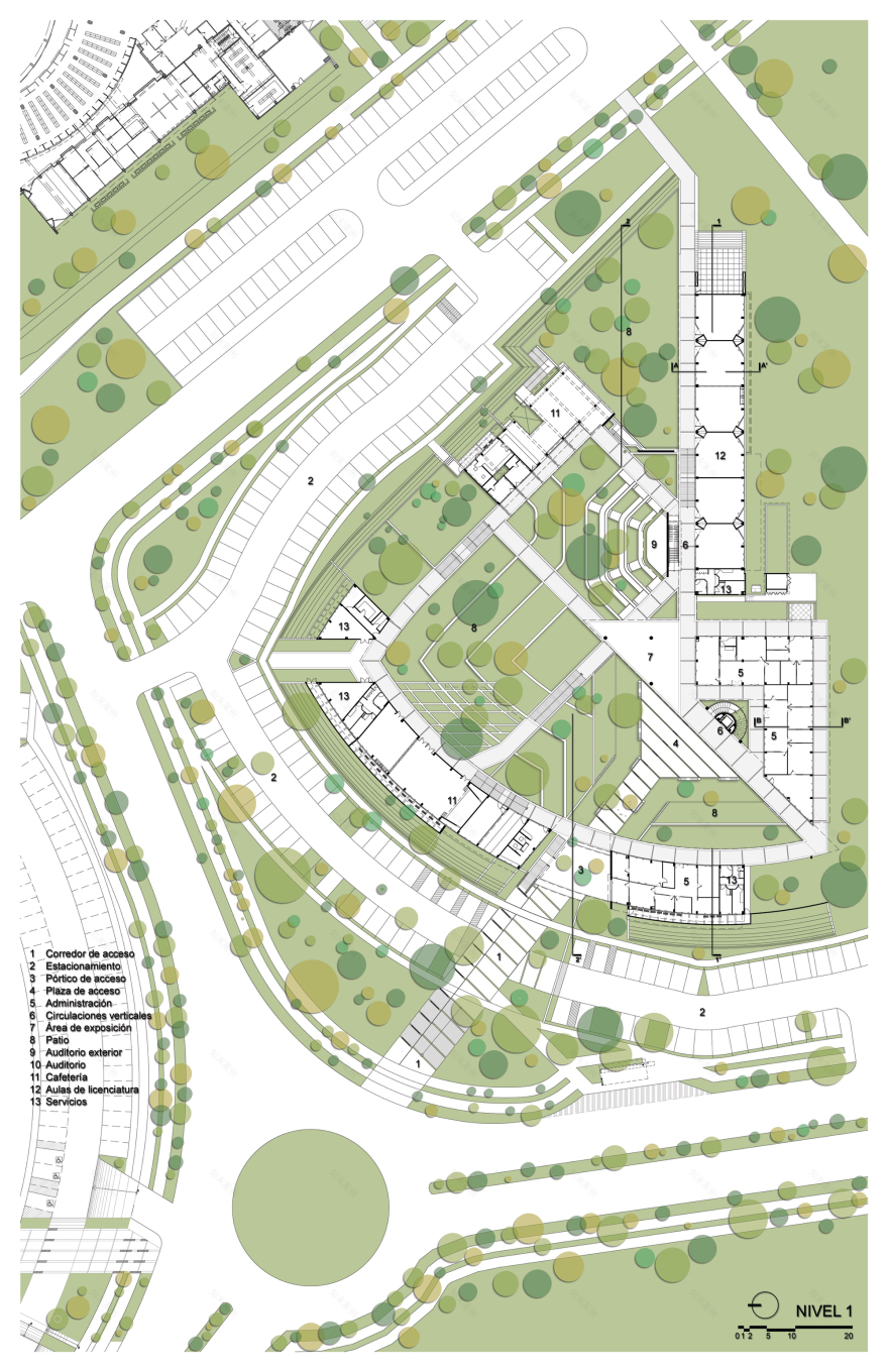 墨西哥尤卡坦自治大学教育建筑——绿色校园中的曲线魅力-3