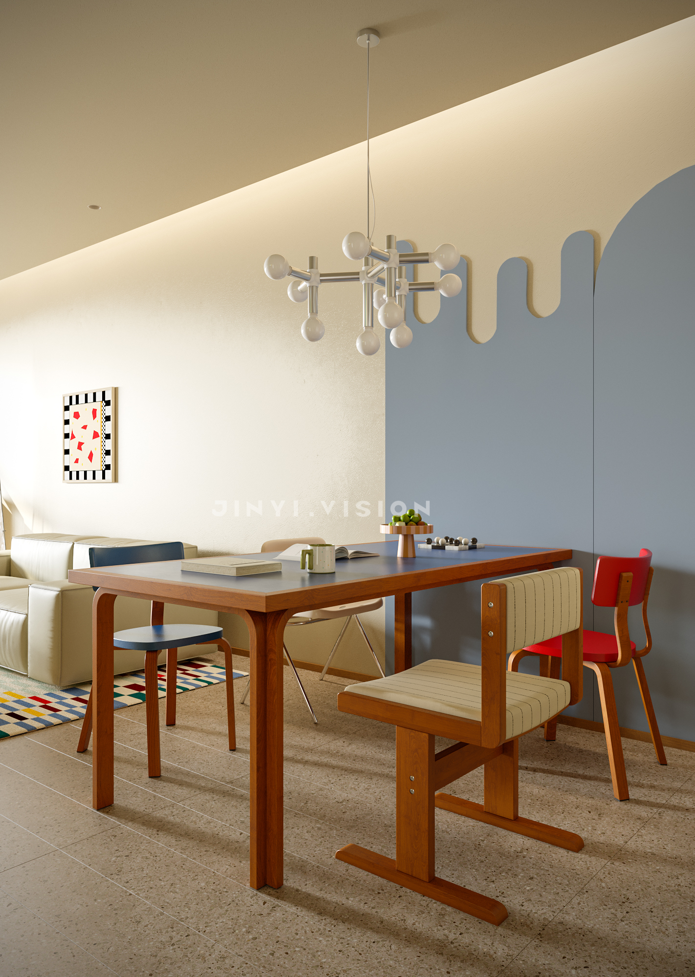 撞色 + 童趣装置，家是会发光的游乐场-9