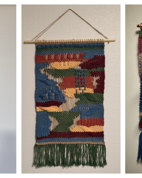 Wall panels made using weaving techniques. 55 x 30 cm