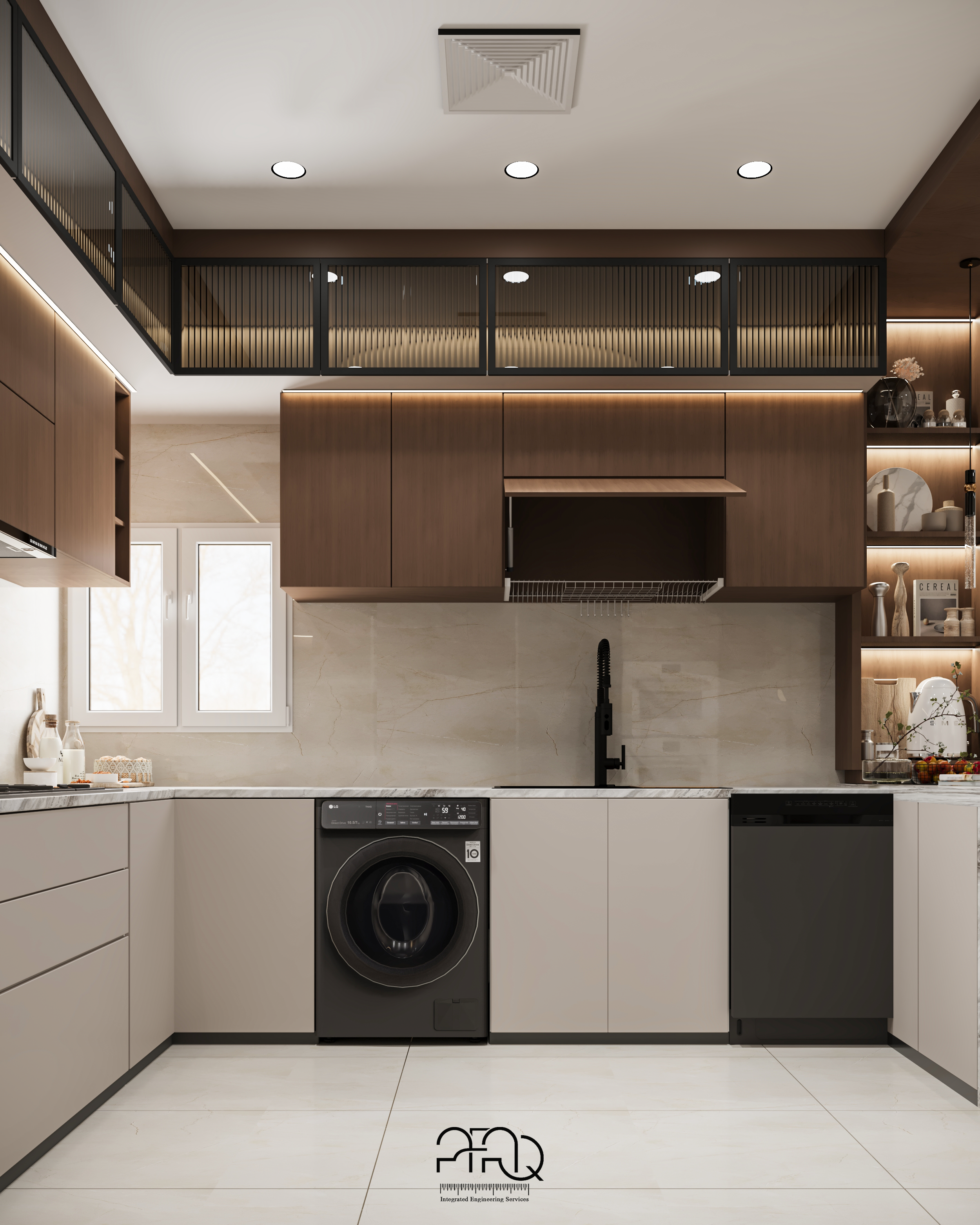 现代接待区与开放式厨房-11