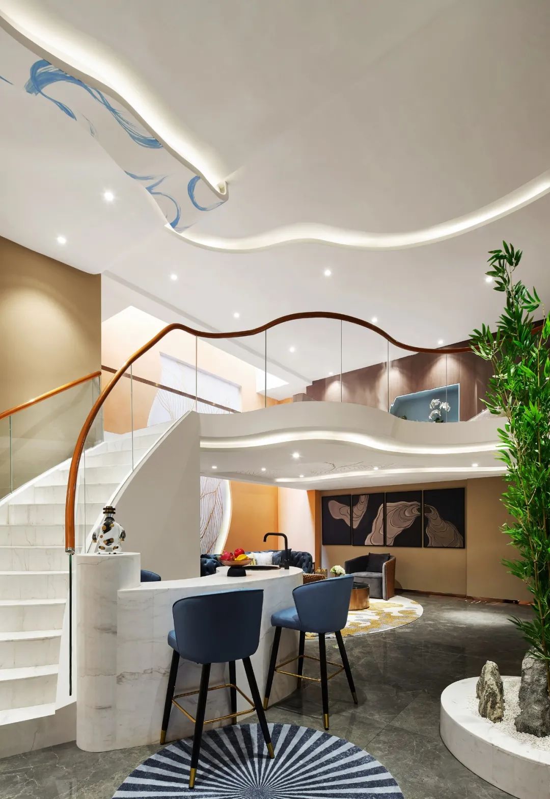 现代独特弧线打造 400㎡的灵动别墅丨新加坡筑维空间设计机构-7