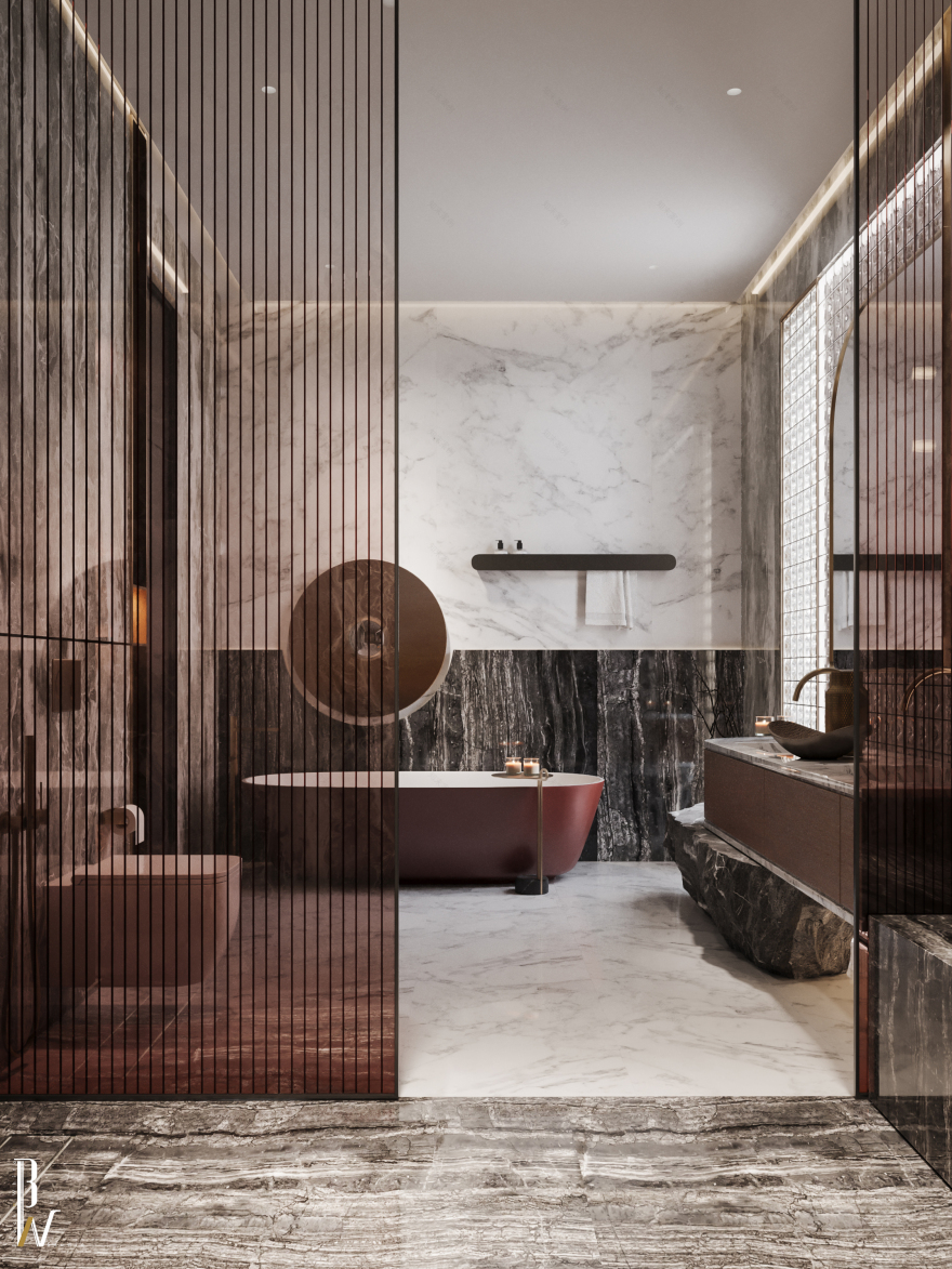 Lu·ury Master Bathroom(豪华主浴室)丨Black N White-10