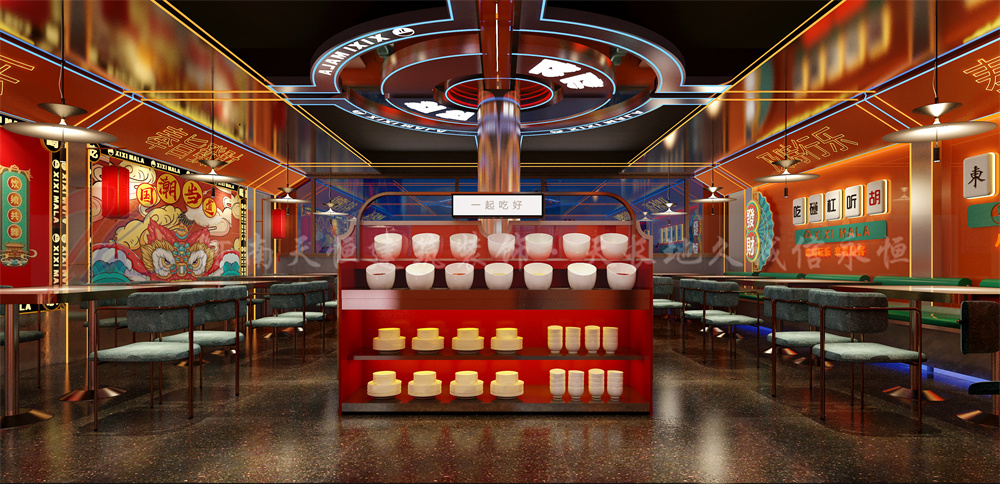 泰国嘻嘻麻辣烫店设计丨天恒装饰-13