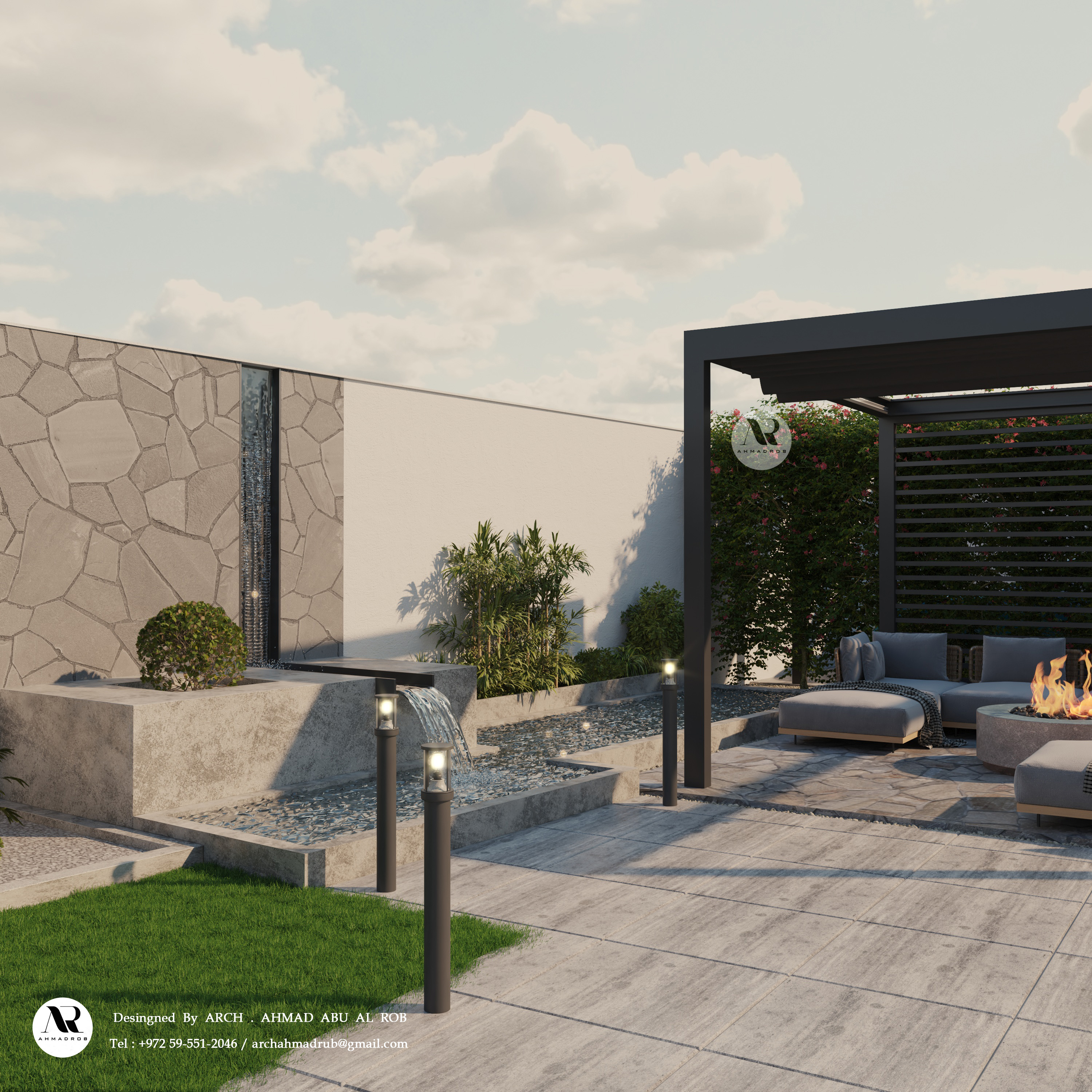 两层房屋户外花园设计-15