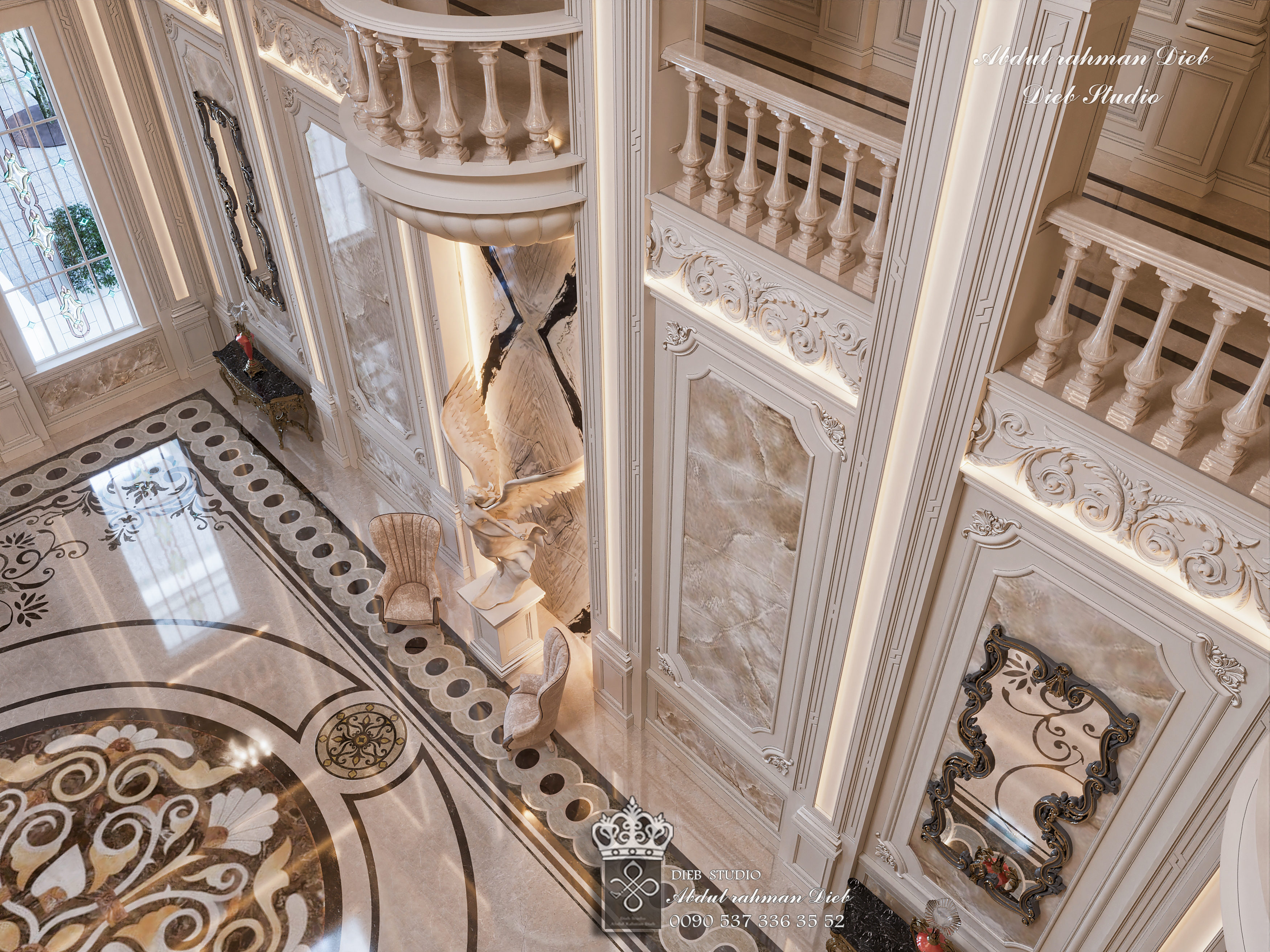 Classical fantasy palace entrance hall-11