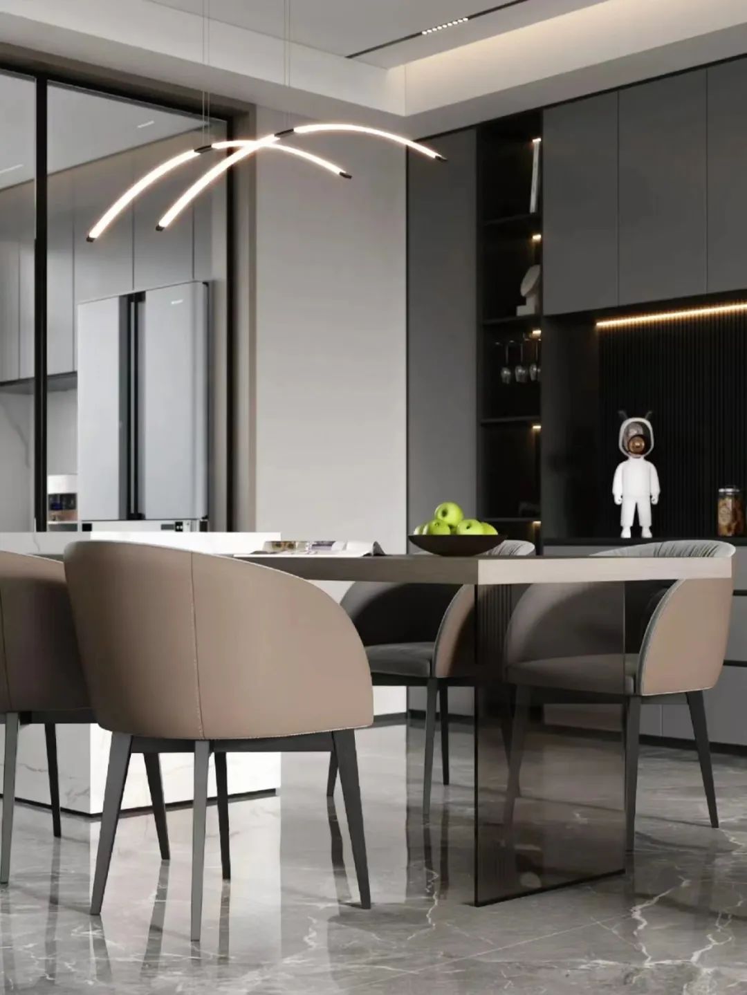 高级灰轻奢大平层丨中国长治丨长治峰上名宅装饰-19