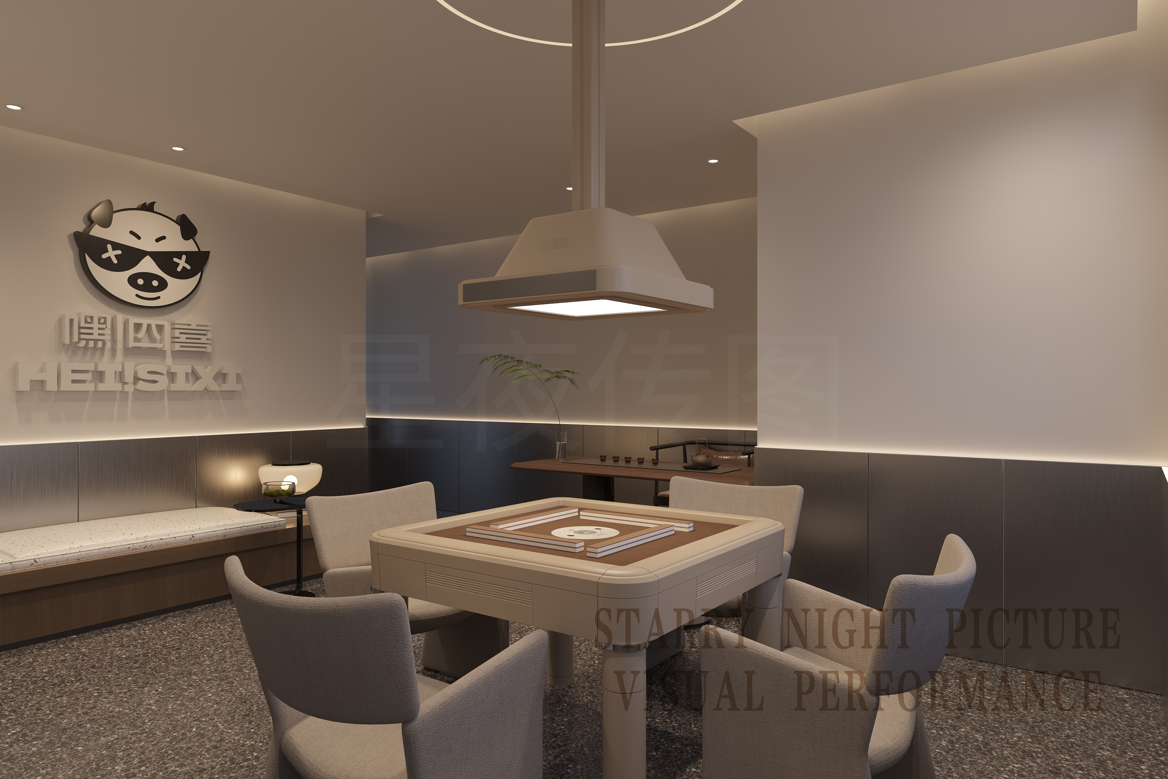 现代东方雅集·融合麻将竞技与茶道美学的极简空间-6