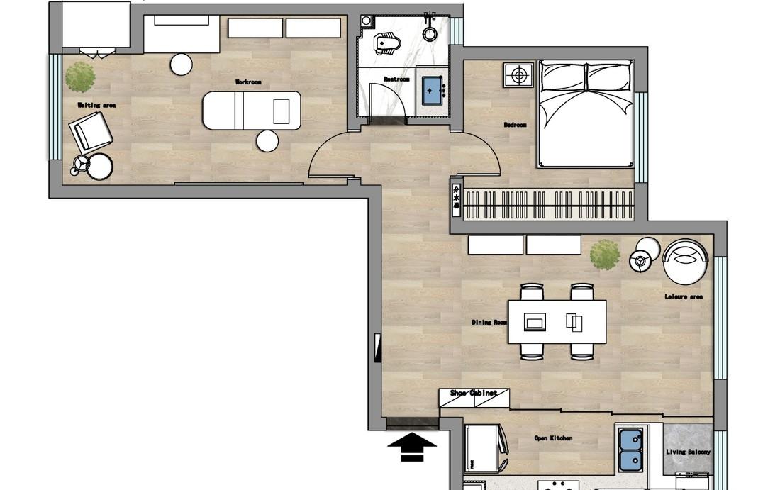 告别传统,62m²小户型也能有开放厨房-3