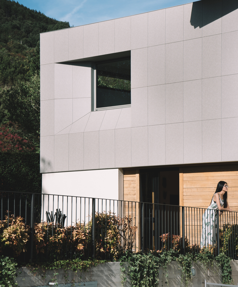 维奥住宅绿色景观中的现代石盒-29