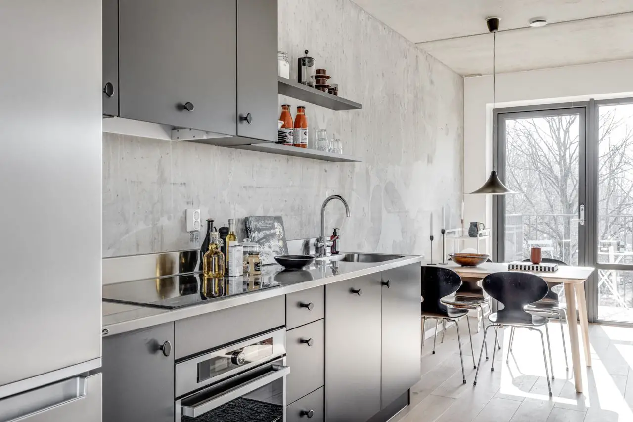 瑞典 40m2 灰混凝土时尚公寓 | 工业风与温馨家居的完美结合-14