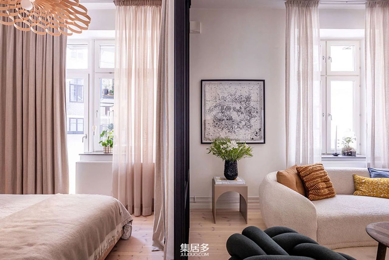 哥德堡 19 世纪建筑玻璃后卧室公寓丨瑞典-18