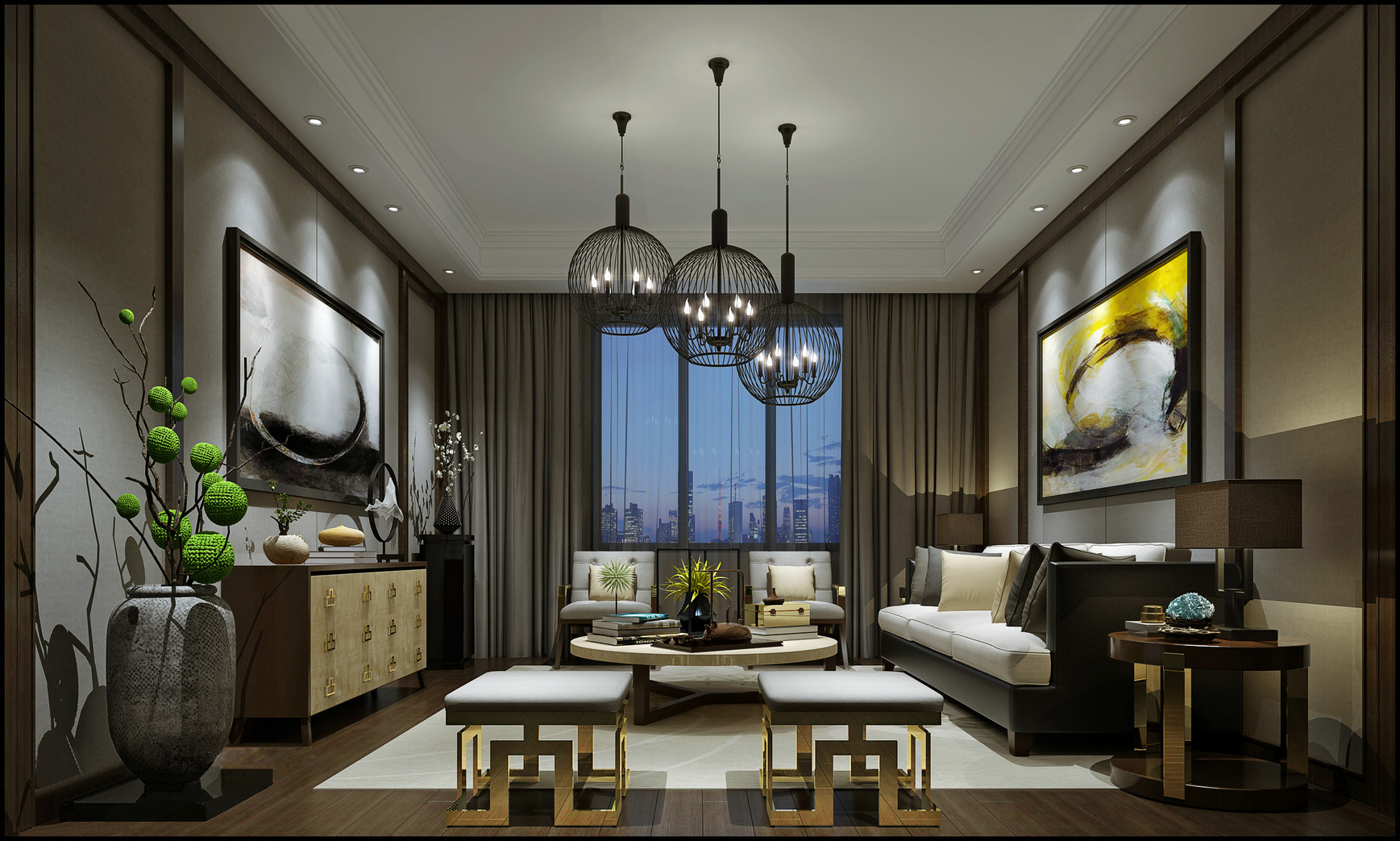 新中式 中式古典 奢华家装别墅样板房-5-35