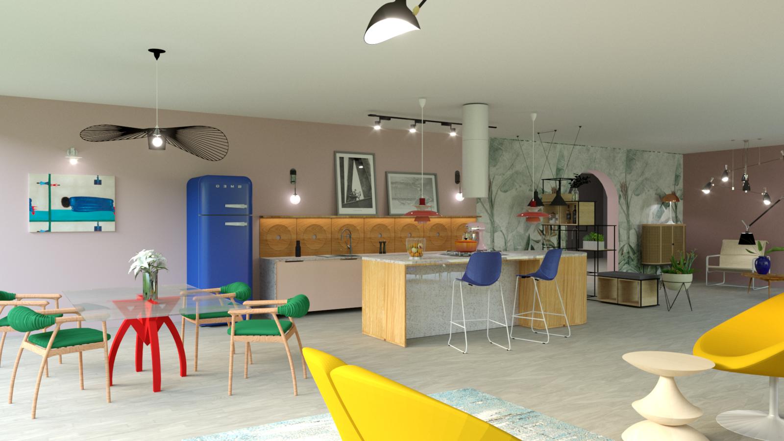 带小厨房的客厅室内设计丨波兰华沙-3