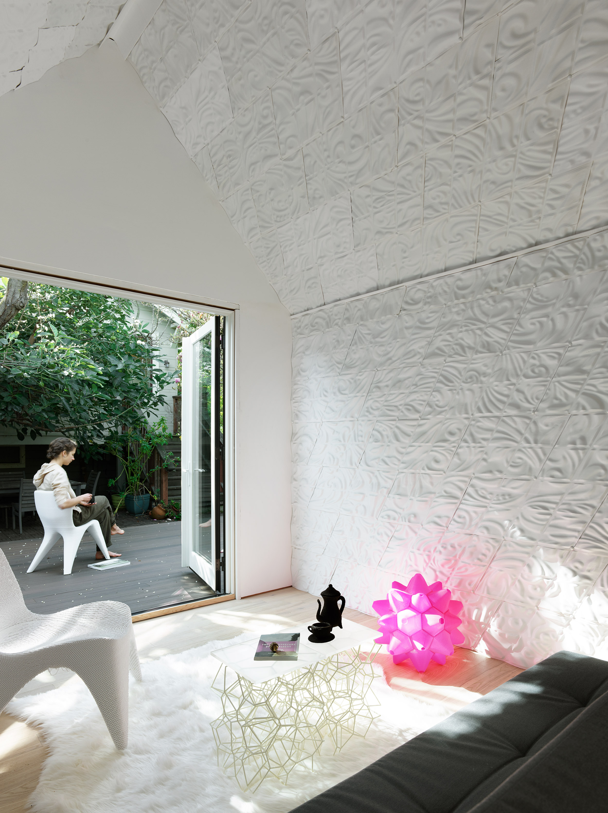 3D-printed tiles filled with succulents form cabin by Emerging Objects-15