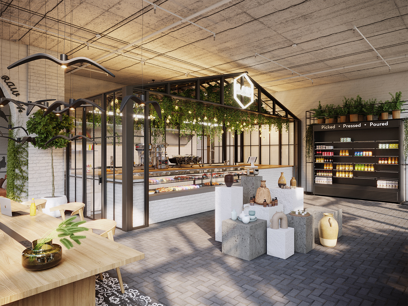 沙特利雅得 RAW 餐厅的绿意盎然 3D 设计丨沙特阿拉伯利雅得丨Laeta Interior-17