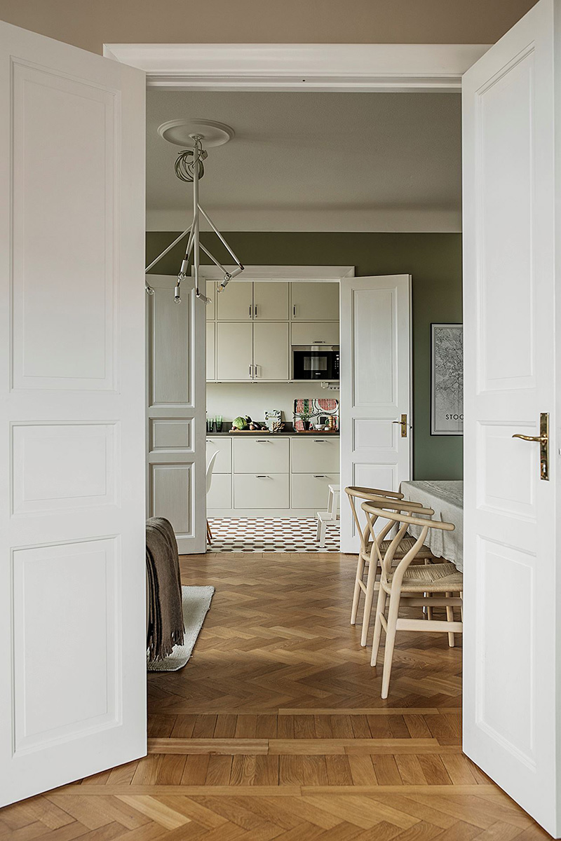 斯德哥尔摩 87 平米公寓 | olive living room and terracotta bedroom-14