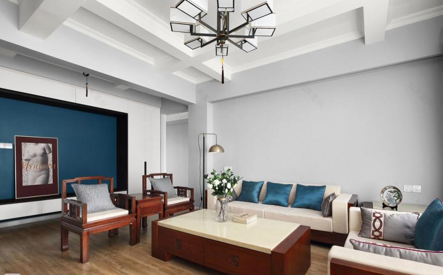 新中式蓝调空间-3