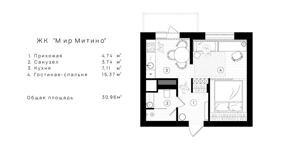 31㎡纯净白色系小户型设计丨Anastasia Ershova-0