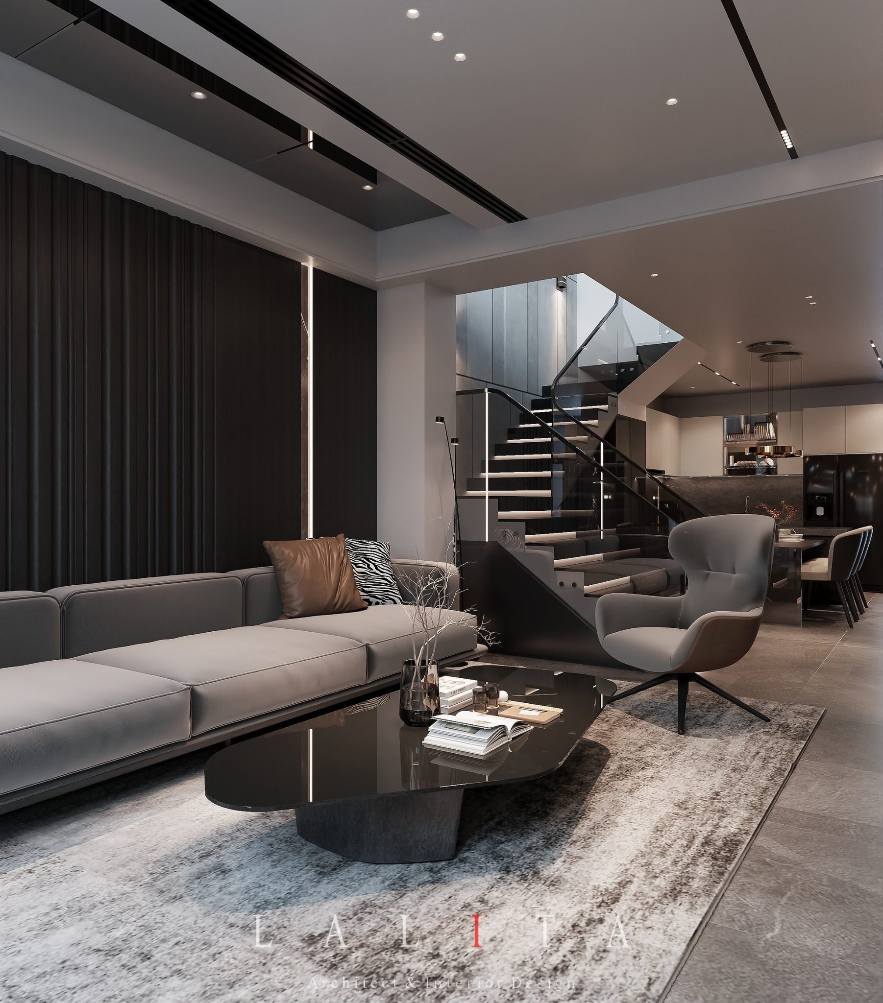 14914. Free Sketchup Living Room- Kitchen Interior-4