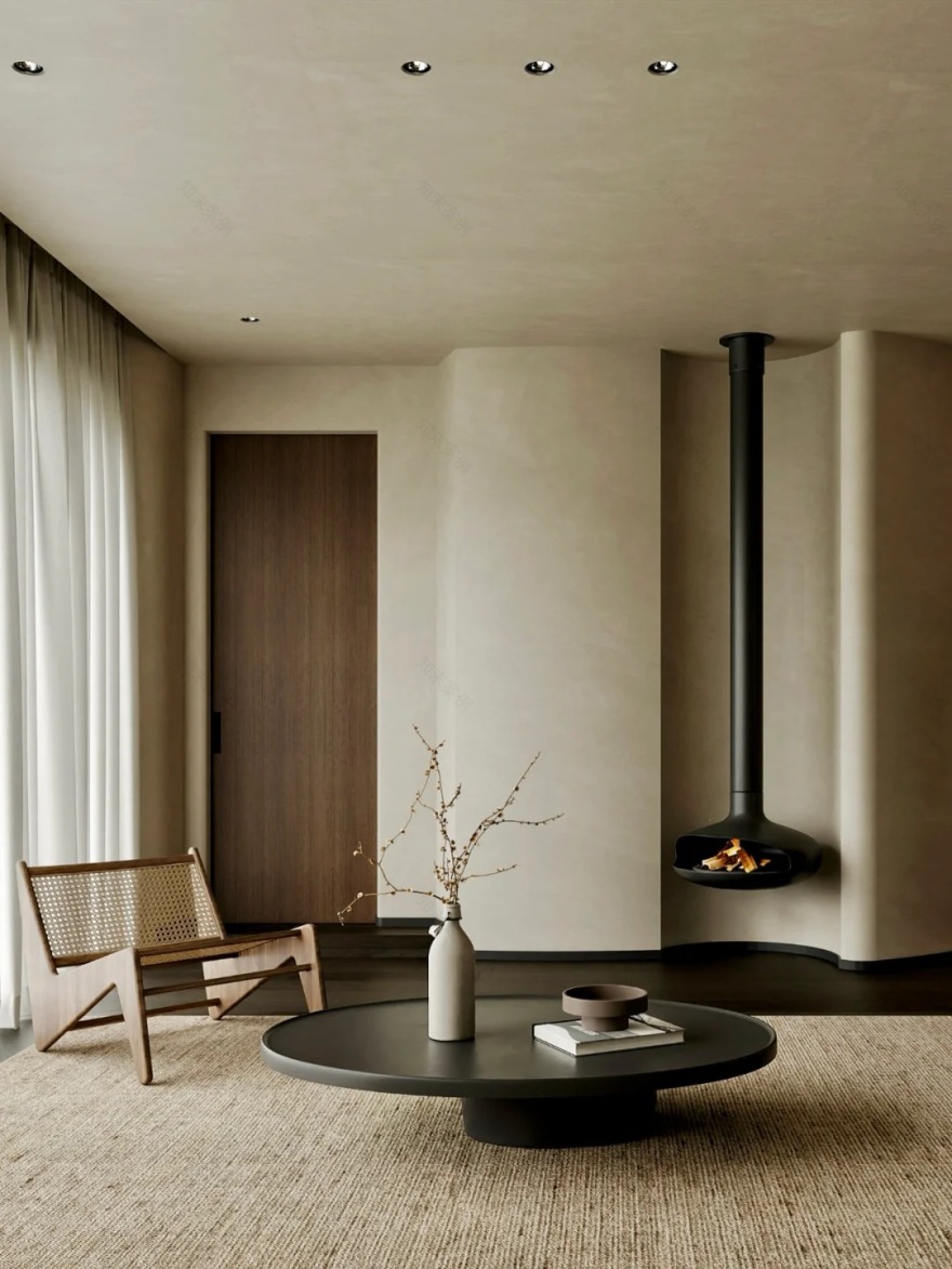 侘寂中古风客餐厅空间设计-9