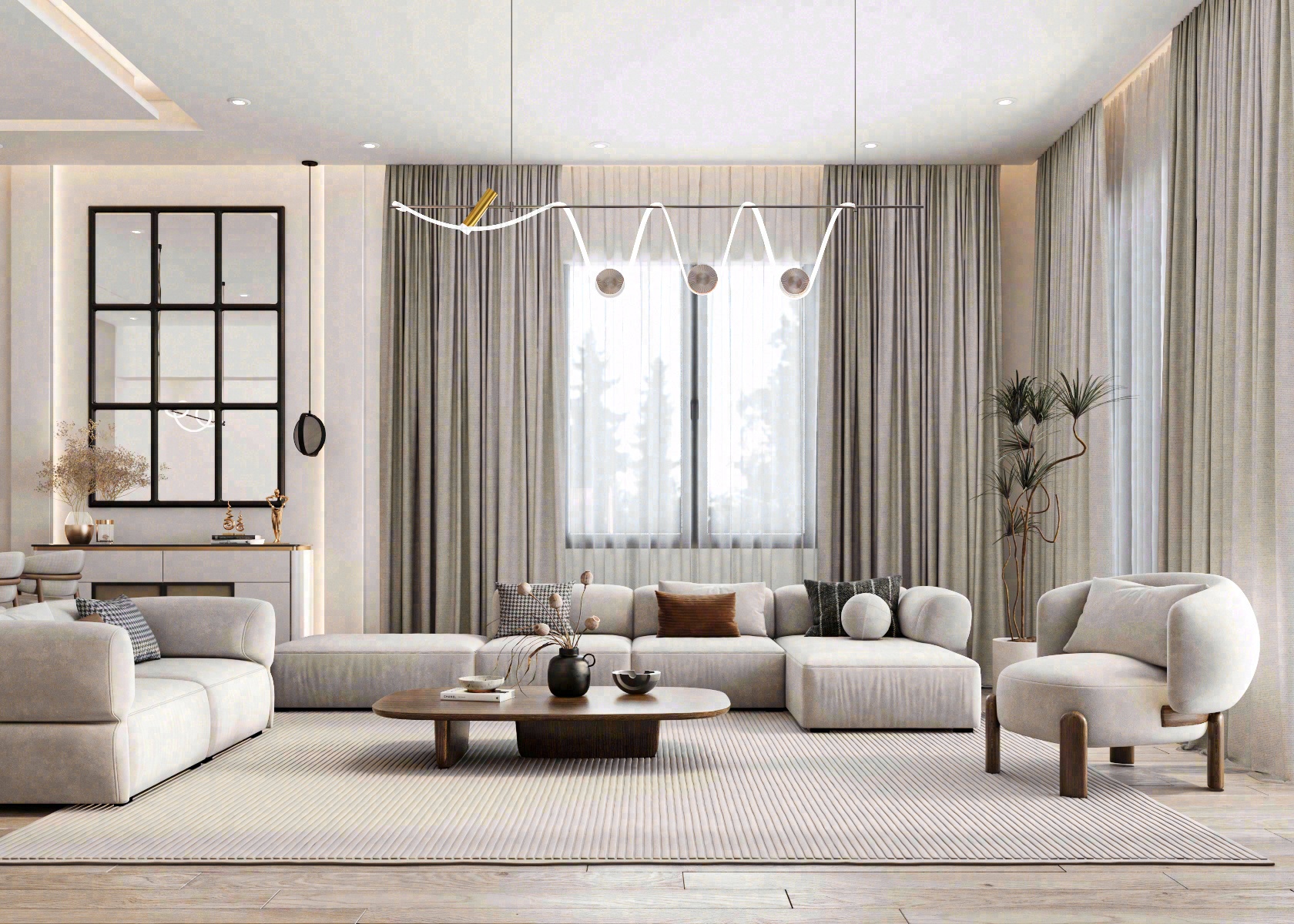 米色起居和用餐区丨美国丨ARCHITECTURE VISION-6