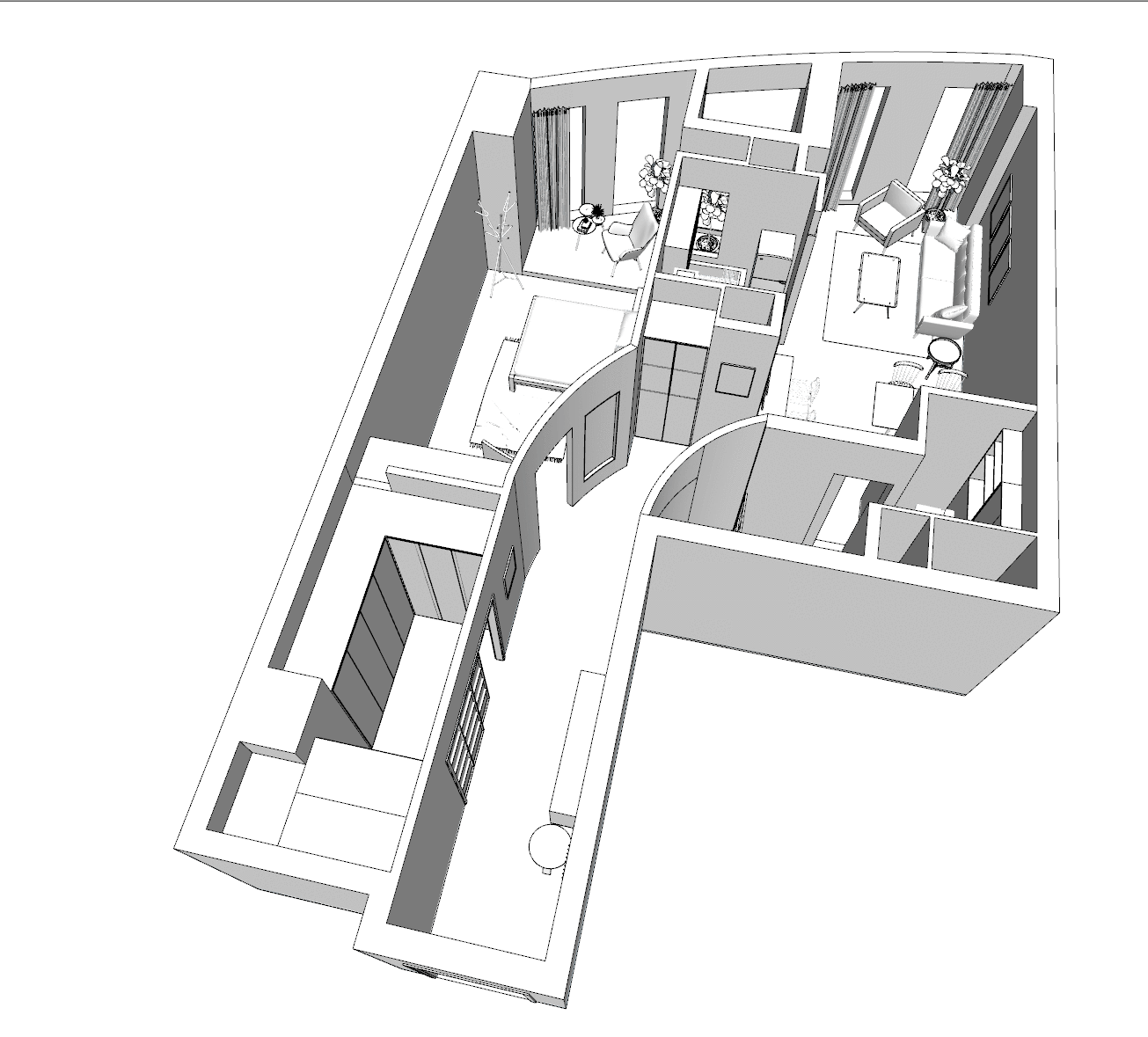 弧形长廊引导的现代家居设计-4