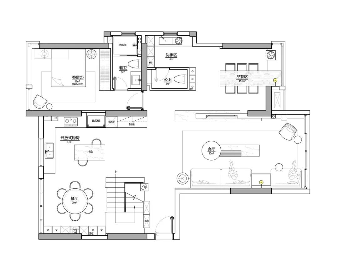 HRAMN 汉马建筑 │ 极简灰白顶层复式-27