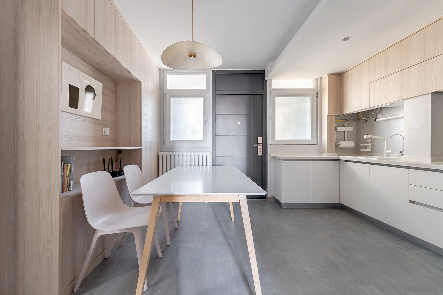 【久栖设计】46㎡学区房原木风，爆改餐厨一体，还能拥有三分离-0