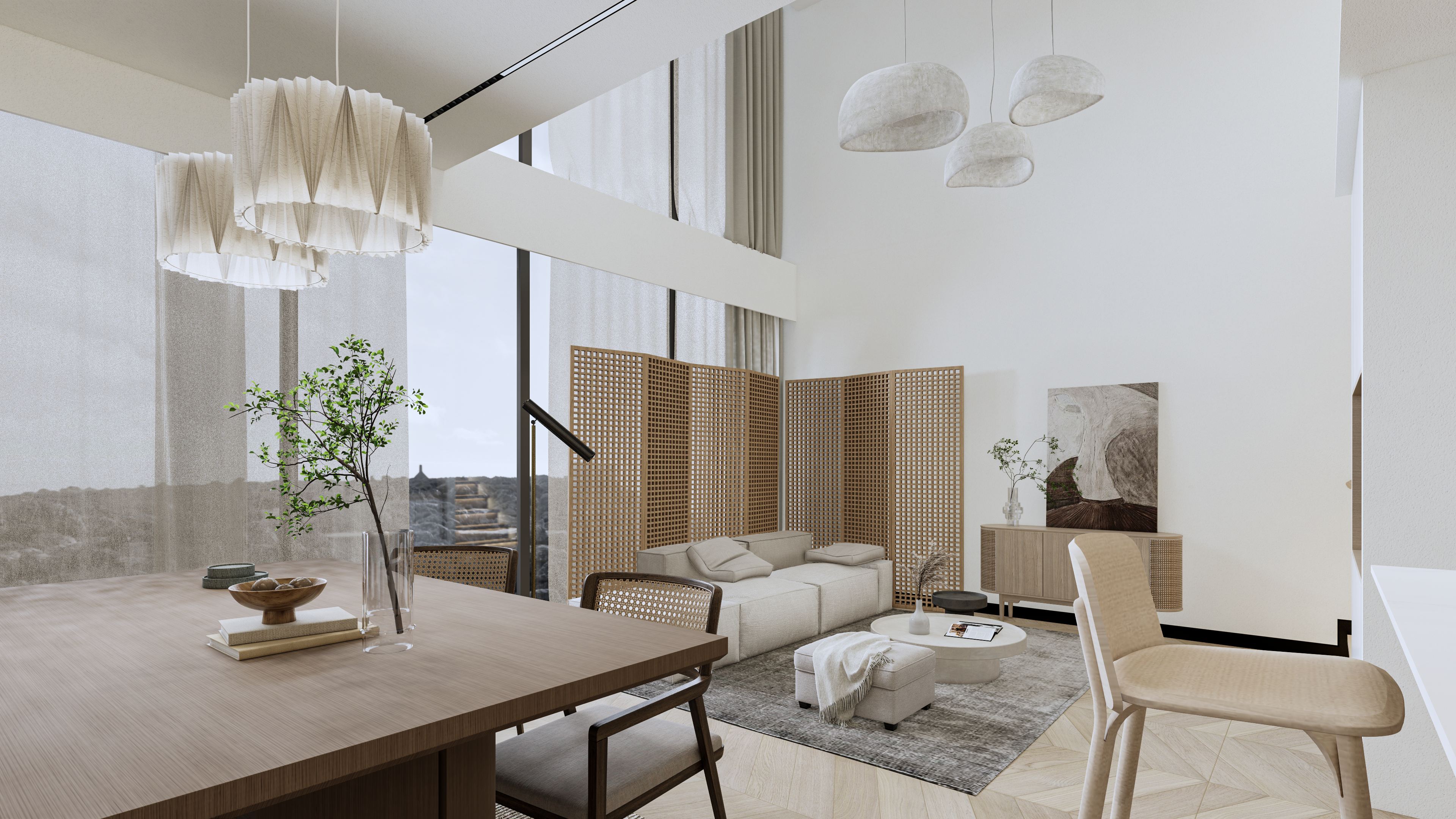 日式风80平家庭loft效果设计-7