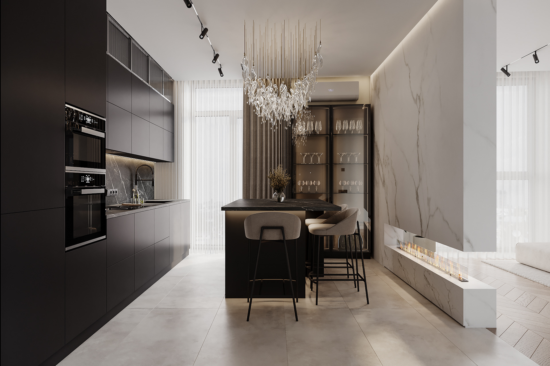 维尔纽斯，厨房与客厅区域 （注：Vilniy 可能是Vilnius维尔纽斯的拼写错误 ） 丨乌克兰-8