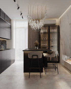 维尔纽斯，厨房与客厅区域 （注：Vilniy 可能是Vilnius维尔纽斯的拼写错误 ） 丨乌克兰