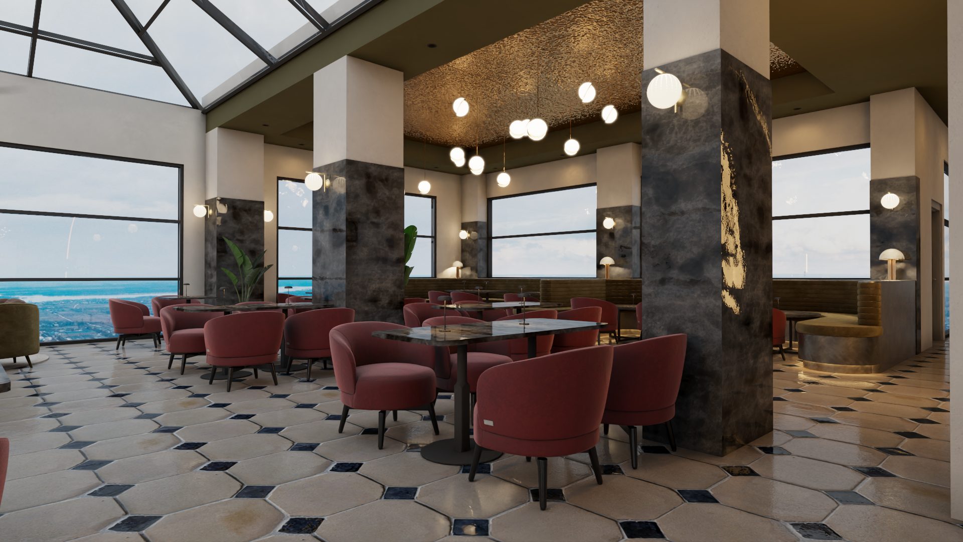 餐厅和水烟休闲室室内设计丨沙特阿拉伯-33