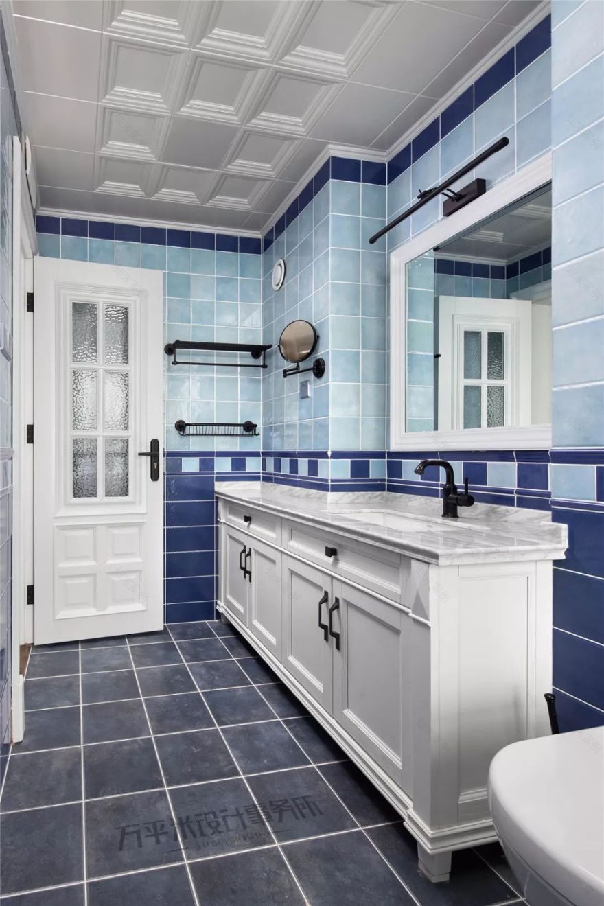 长夏方平米设计,美式平层大宅的优雅色彩碰撞-91