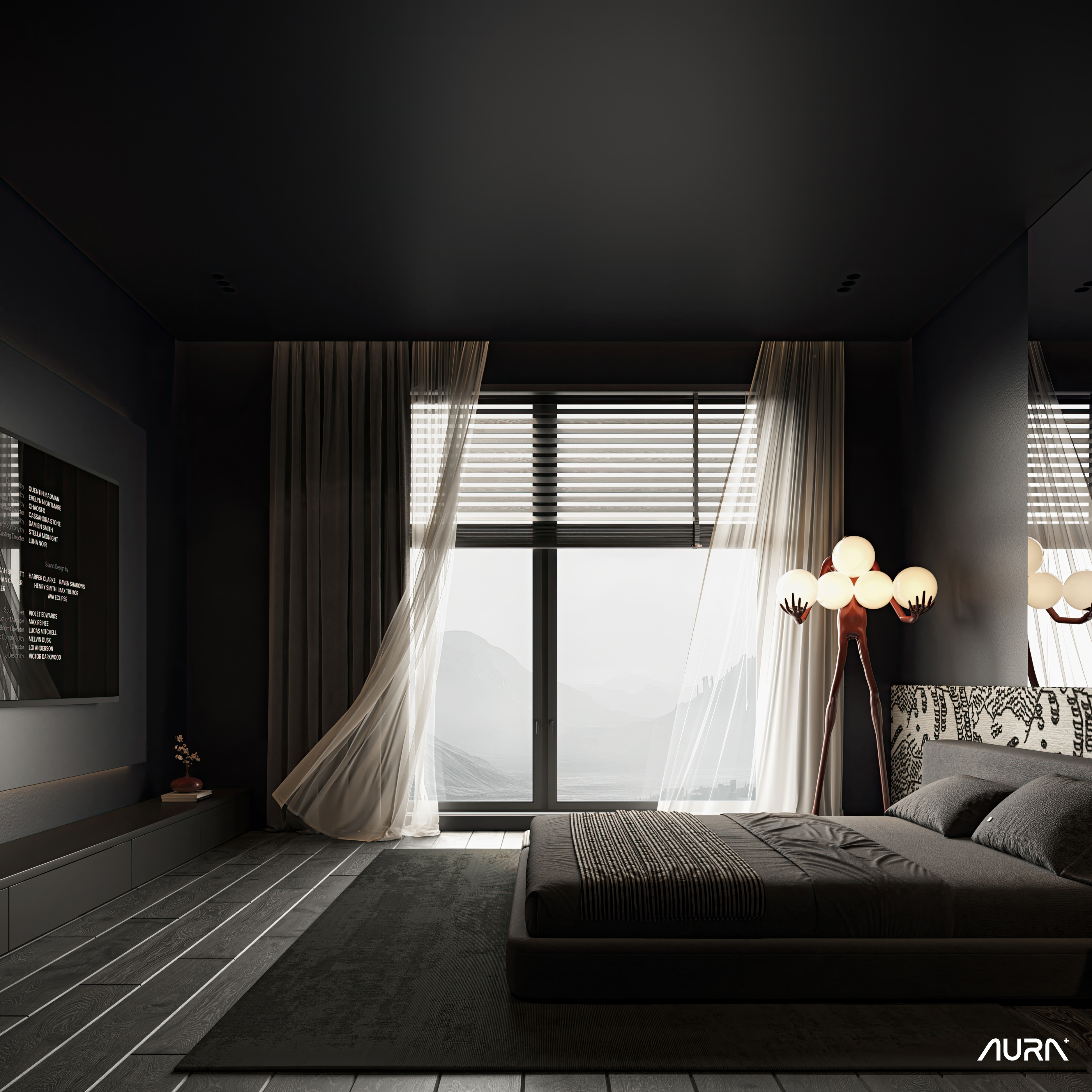 黑色主卧室丨AURA+ Studio-12