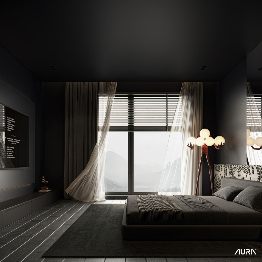 黑色主卧室丨AURA+ Studio-12