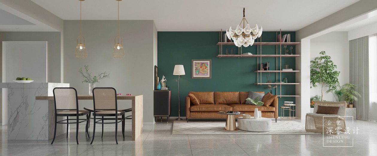 合肥深零设计新作 | 110㎡现代复古小家,墨绿色打造专属二人世界-2